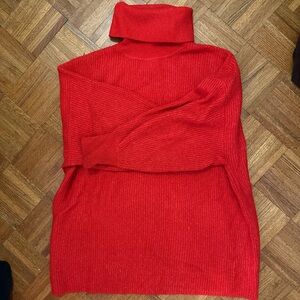 Mango Vibrant Red Cowl Neck Sweater